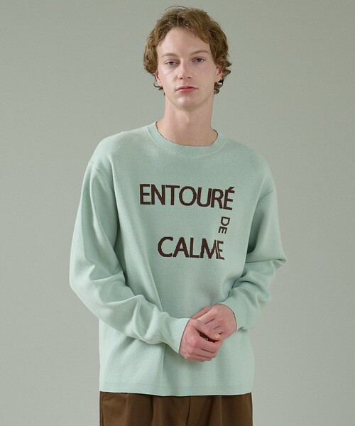 ABAHOUSE(アバハウス)の「【2026NEW】ジャガードロゴニット プルオーバー / オーバーサイズ / LE TRIO ABAHOUSE(ニット/セーター・メンズ・ネイビー/ベージュ/グリーン・48/46)」の2枚目の写真