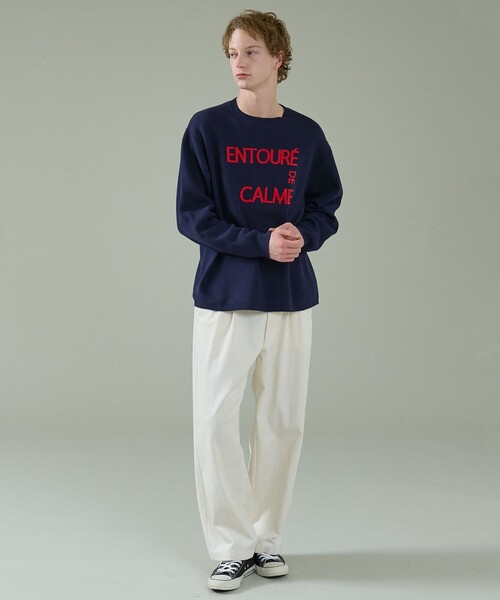 ABAHOUSE(アバハウス)の「【2026NEW】ジャガードロゴニット プルオーバー / オーバーサイズ / LE TRIO ABAHOUSE(ニット/セーター・メンズ・ネイビー/ベージュ/グリーン・48/46)」の4枚目の写真