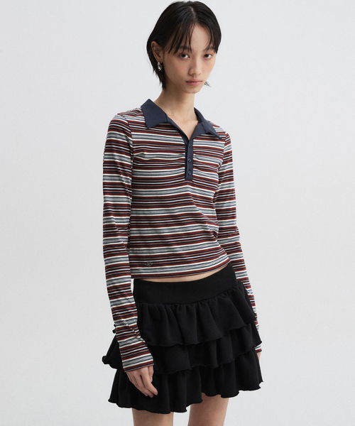 DNSR WOMEN(ディーエヌエスアールウーマン)の「ストライプポロTシャツネイビー(ポロシャツ・レディース・その他・ONE SIZE)」の2枚目の写真