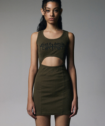 NOT4NERD（ノットフォーナード）の「W アシェン ドーン ソーン ロゴ ミニドレス - カーキ（ワンピース）」