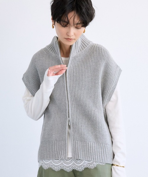 BARNYARDSTORM（バンヤードストーム）の「BARNYARDSTORM / アゼアミZIPハルベスト / ハンドウォッシャブル（ベスト・レディース・グレー/ベージュ/ホワイト・FREE）」の8枚目の写真