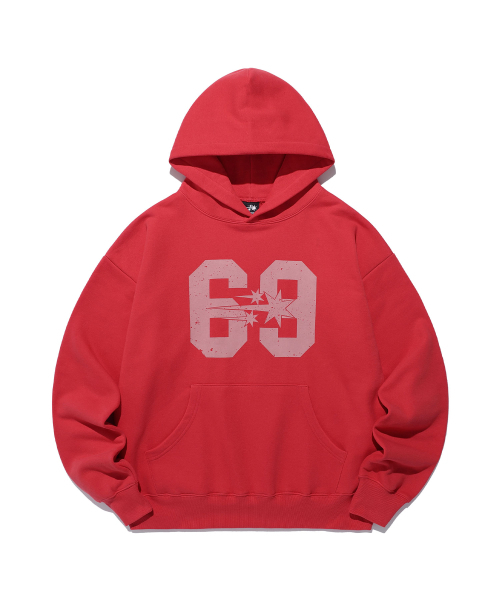 NICE GHOST CLUB(ナイスゴーストクラブ)の「ANGEL NUMBER 69 HOODIE_RED(NG2EFUM411A)(パーカー・レディース・レッド・L/S/M)」の1枚目の写真