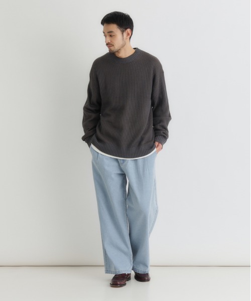 BACK NUMBER(バックナンバー)の「【BACK NUMBER】デニムワイドスラックス (ウォッシュ加工/タックパンツ/オンオフ兼用)(デニムパンツ・メンズ・ライトインディゴブルー/ダークインディゴブルー/ブラック・S/M/L/XL)」の7枚目の写真