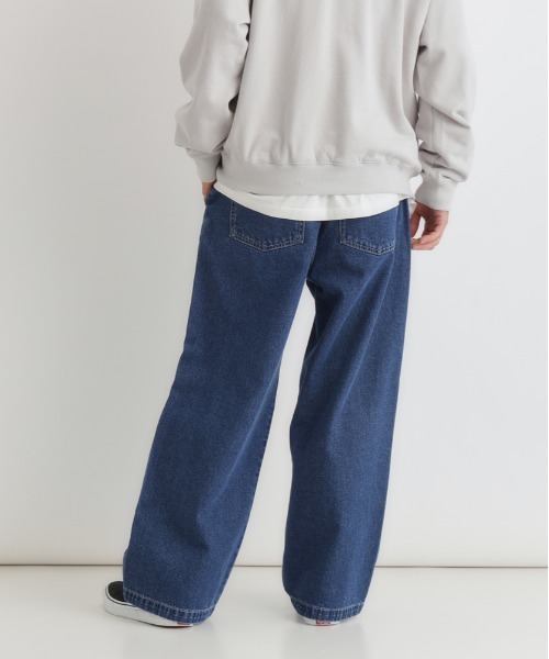 BACK NUMBER(バックナンバー)の「【BACK NUMBER】デニムワイドスラックス (ウォッシュ加工/タックパンツ/オンオフ兼用)(デニムパンツ・メンズ・ライトインディゴブルー/ダークインディゴブルー/ブラック・S/M/L/XL)」の10枚目の写真