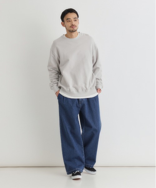 BACK NUMBER(バックナンバー)の「【BACK NUMBER】デニムワイドスラックス (ウォッシュ加工/タックパンツ/オンオフ兼用)(デニムパンツ・メンズ・ライトインディゴブルー/ダークインディゴブルー/ブラック・S/M/L/XL)」の11枚目の写真