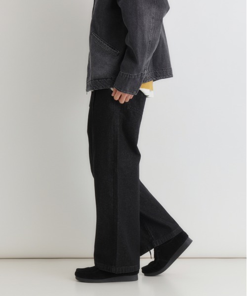BACK NUMBER(バックナンバー)の「【BACK NUMBER】デニムワイドスラックス (ウォッシュ加工/タックパンツ/オンオフ兼用)(デニムパンツ・メンズ・ライトインディゴブルー/ダークインディゴブルー/ブラック・S/M/L/XL)」の13枚目の写真