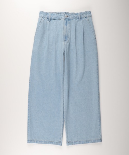 BACK NUMBER(バックナンバー)の「【BACK NUMBER】デニムワイドスラックス (ウォッシュ加工/タックパンツ/オンオフ兼用)(デニムパンツ・メンズ・ライトインディゴブルー/ダークインディゴブルー/ブラック・S/M/L/XL)」の16枚目の写真