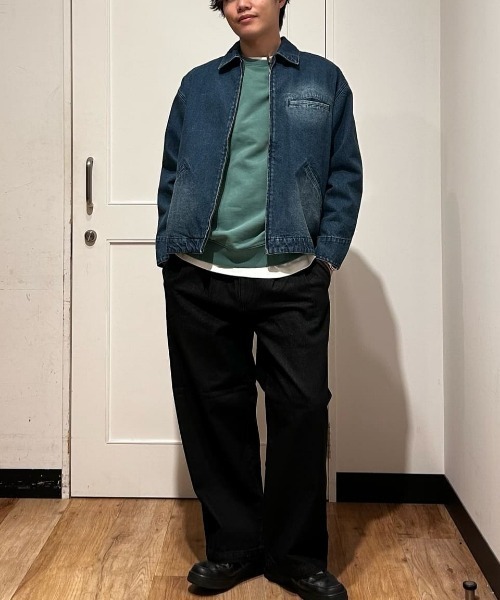 BACK NUMBER(バックナンバー)の「【BACK NUMBER】デニムワイドスラックス (ウォッシュ加工/タックパンツ/オンオフ兼用)(デニムパンツ・メンズ・ライトインディゴブルー/ダークインディゴブルー/ブラック・S/M/L/XL)」の11枚目の写真