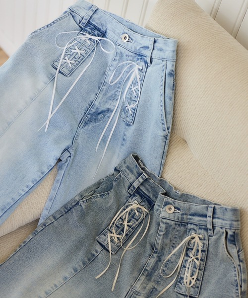 one after another NICE CLAUP(ワンアフターアナザーナイスクラップ)の「【Denim Collection】フロントリボンデニムパンツ(デニムパンツ・レディース・ブルー系その他/サックスブルー・SMALL/MEDIUM)」の13枚目の写真