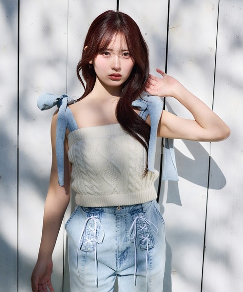 one after another NICE CLAUP(ワンアフターアナザーナイスクラップ)の「【Denim Collection】フロントリボンデニムパンツ(デニムパンツ・レディース・ブルー系その他/サックスブルー・SMALL/MEDIUM)」の21枚目の写真