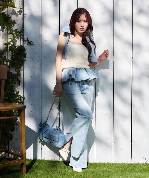 one after another NICE CLAUP(ワンアフターアナザーナイスクラップ)の「【Denim Collection】フロントリボンデニムパンツ(デニムパンツ・レディース・ブルー系その他/サックスブルー・SMALL/MEDIUM)」の17枚目の写真