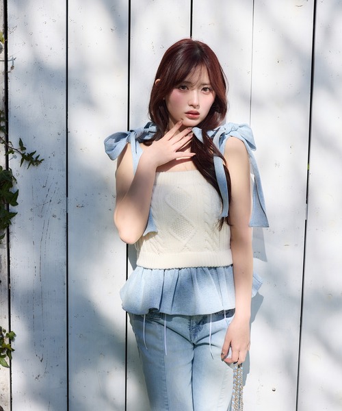 one after another NICE CLAUP(ワンアフターアナザーナイスクラップ)の「【Denim Collection】フロントリボンデニムパンツ(デニムパンツ・レディース・ブルー系その他/サックスブルー・SMALL/MEDIUM)」の19枚目の写真