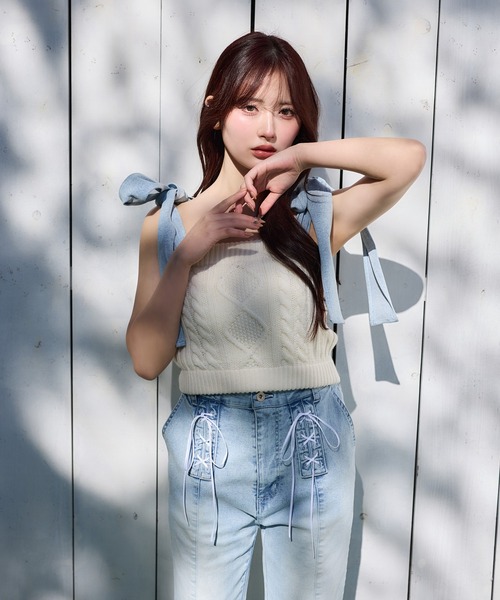 one after another NICE CLAUP(ワンアフターアナザーナイスクラップ)の「【Denim Collection】フロントリボンデニムパンツ(デニムパンツ・レディース・ブルー系その他/サックスブルー・SMALL/MEDIUM)」の20枚目の写真