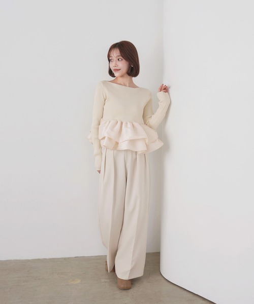 LIAN mayu シャイニーフリルニット ピンク Mayu × LIAN】collaboration 大人気インフルエンサーMayuさんとの初