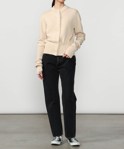 THE SHINZONE(ザ シンゾーン)の「THE SHINZONE | COTTON LONG RIB CARDIGAN WOMEN(カーディガン/ボレロ・レディース・レッド/ホワイト系その他/ブラック・F)」の5枚目の写真