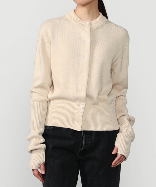 THE SHINZONE(ザ シンゾーン)の「THE SHINZONE | COTTON LONG RIB CARDIGAN WOMEN(カーディガン/ボレロ・レディース・レッド/ホワイト系その他/ブラック・F)」の2枚目の写真