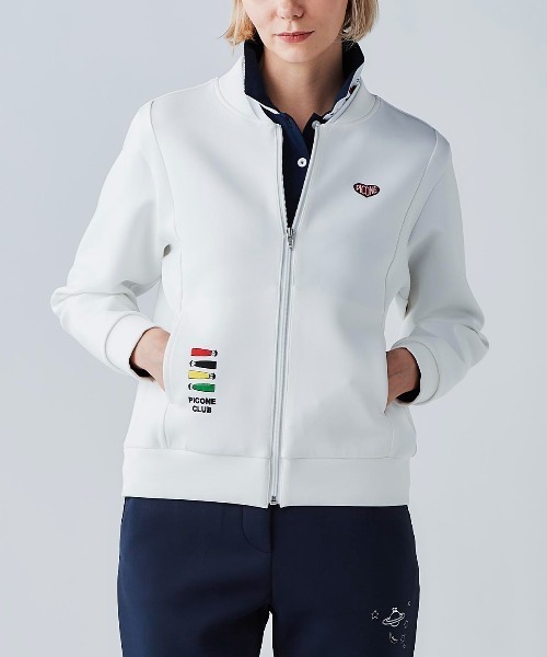 Picone CLUB(ピッコーネクラブ)の「ポイント刺繍ダンボールブルゾン(ブルゾン・レディース・ブラック/ホワイト/ライトブルー/ライトグレー・9号/11号/13号)」の1枚目の写真