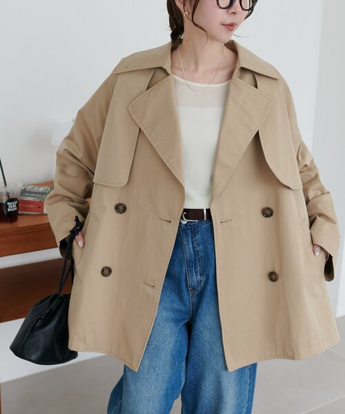 DISCOAT（ディスコート）の「ミドルトレンチコート（トレンチコート・レディース・ライトベージュ/ベージュ・FREE）」の3枚目の写真