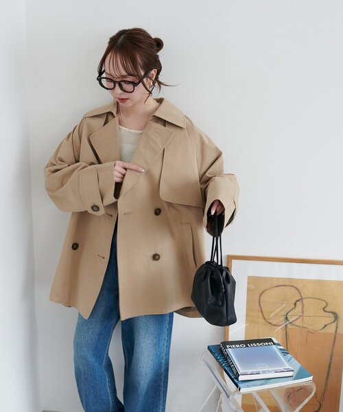 DISCOAT（ディスコート）の「ミドルトレンチコート（トレンチコート・レディース・ライトベージュ/ベージュ・FREE）」の11枚目の写真