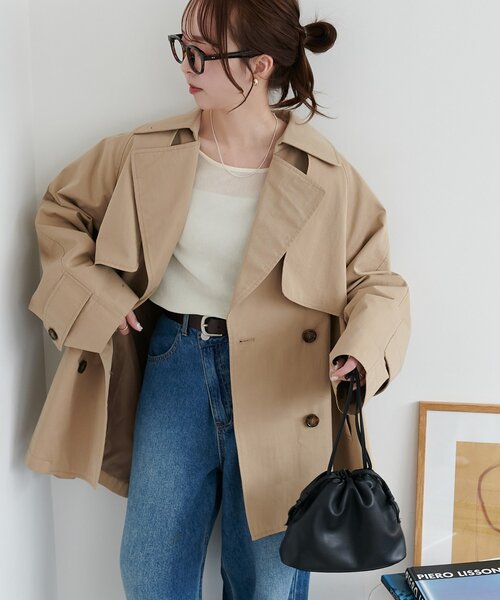 DISCOAT（ディスコート）の「ミドルトレンチコート（トレンチコート・レディース・ライトベージュ/ベージュ・FREE）」の13枚目の写真