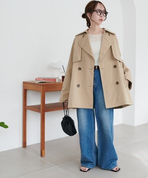 DISCOAT（ディスコート）の「ミドルトレンチコート（トレンチコート・レディース・ライトベージュ/ベージュ・FREE）」の16枚目の写真