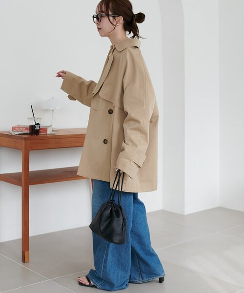 DISCOAT（ディスコート）の「ミドルトレンチコート（トレンチコート・レディース・ライトベージュ/ベージュ・FREE）」の17枚目の写真