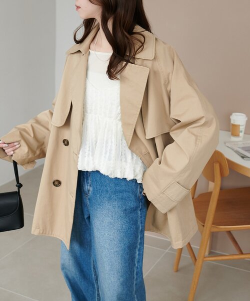 DISCOAT（ディスコート）の「ミドルトレンチコート（トレンチコート・レディース・ライトベージュ/ベージュ・FREE）」の19枚目の写真