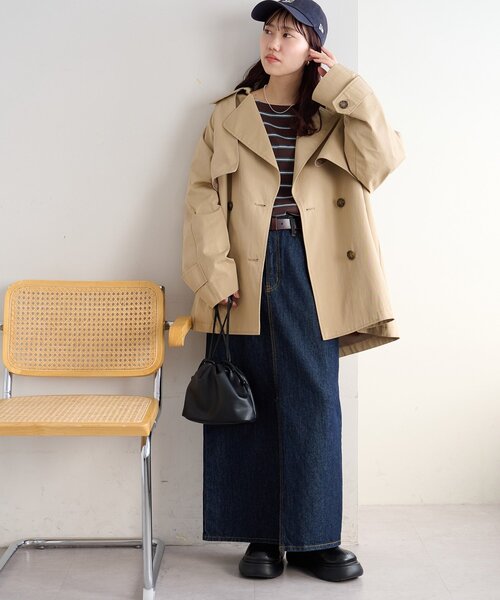 DISCOAT（ディスコート）の「ミドルトレンチコート（トレンチコート・レディース・ライトベージュ/ベージュ・FREE）」の7枚目の写真