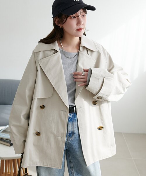 DISCOAT（ディスコート）の「ミドルトレンチコート（トレンチコート・レディース・ライトベージュ/ベージュ・FREE）」の13枚目の写真
