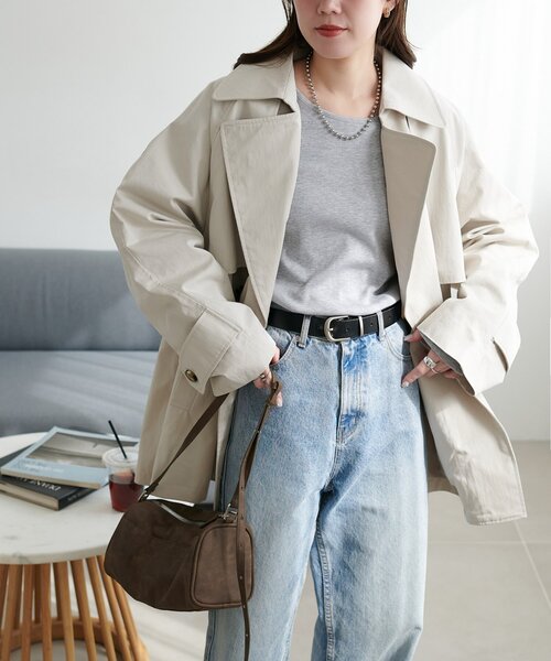 DISCOAT（ディスコート）の「ミドルトレンチコート（トレンチコート・レディース・ライトベージュ/ベージュ・FREE）」の14枚目の写真