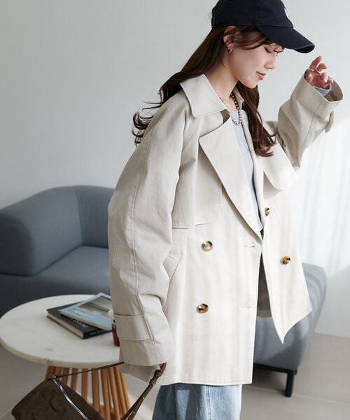DISCOAT（ディスコート）の「ミドルトレンチコート（トレンチコート・レディース・ライトベージュ/ベージュ・FREE）」の15枚目の写真