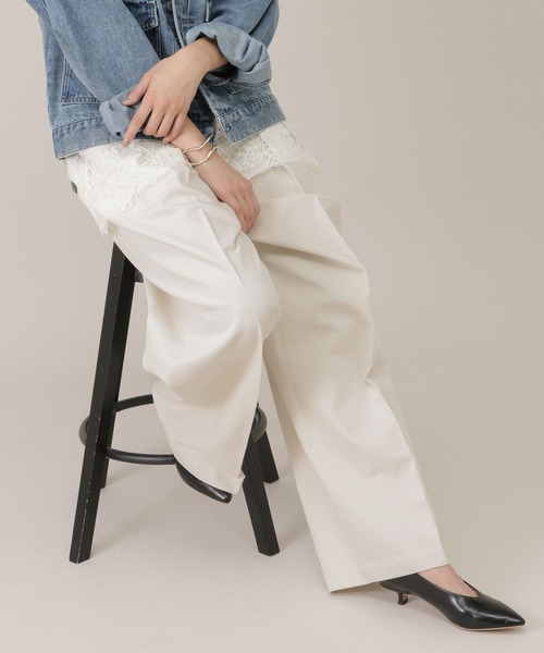 GLOBAL WORK（グローバルワーク）の「ワイドチノパンツ/650200（チノパンツ・レディース・ホワイト系その他3/ライトベージュ/ネイビー・LARGE/MEDIUM）」の10枚目の写真