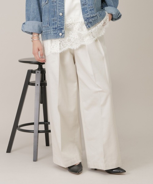 GLOBAL WORK（グローバルワーク）の「ワイドチノパンツ/650200（チノパンツ・レディース・ホワイト系その他3/ライトベージュ/ネイビー・LARGE/MEDIUM）」の12枚目の写真