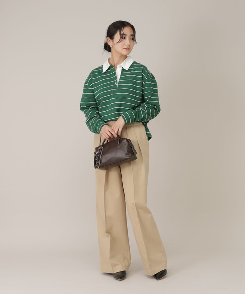 GLOBAL WORK（グローバルワーク）の「ワイドチノパンツ/650200（チノパンツ・レディース・ホワイト系その他3/ライトベージュ/ネイビー・LARGE/MEDIUM）」の16枚目の写真