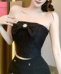 ViViDAY（ビビデー）の「【カップ付き】フロントビッグリボンレースショートキャミソール（キャミソール）」