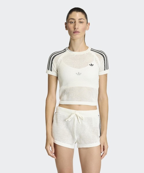 adidas（アディダス）の「ニット クロシェ カリ ティー / アディダスオリジナルス adidas Originals（Tシャツ/カットソー・レディース・ブラック/ホワイト・X-SMALL/X-LARGE/SMALL/MEDIUM/LARGE/XX-LARGE）」の2枚目の写真