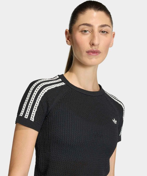 adidas（アディダス）の「ニット クロシェ カリ ティー / アディダスオリジナルス adidas Originals（Tシャツ/カットソー・レディース・ブラック/ホワイト・X-SMALL/X-LARGE/SMALL/MEDIUM/LARGE/XX-LARGE）」の11枚目の写真