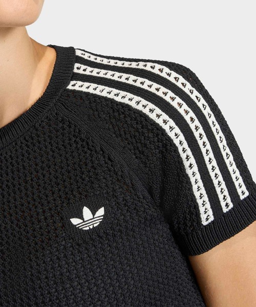 adidas（アディダス）の「ニット クロシェ カリ ティー / アディダスオリジナルス adidas Originals（Tシャツ/カットソー・レディース・ブラック/ホワイト・X-SMALL/X-LARGE/SMALL/MEDIUM/LARGE/XX-LARGE）」の3枚目の写真
