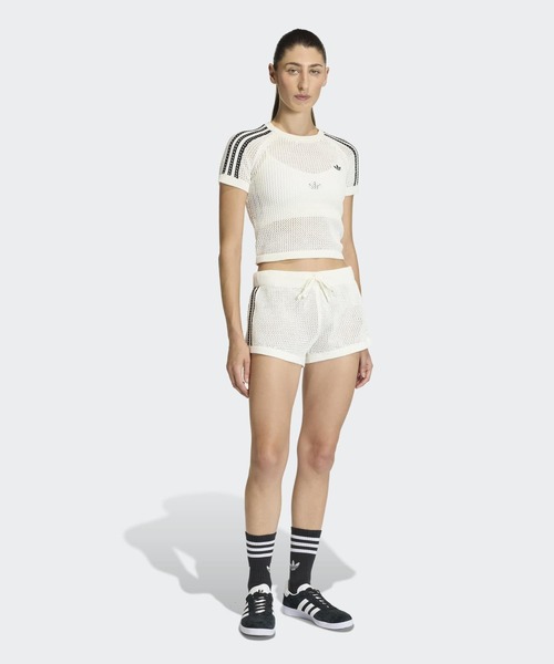 adidas（アディダス）の「ニット クロシェ カリ ティー / アディダスオリジナルス adidas Originals（Tシャツ/カットソー・レディース・ブラック/ホワイト・X-SMALL/X-LARGE/SMALL/MEDIUM/LARGE/XX-LARGE）」の9枚目の写真