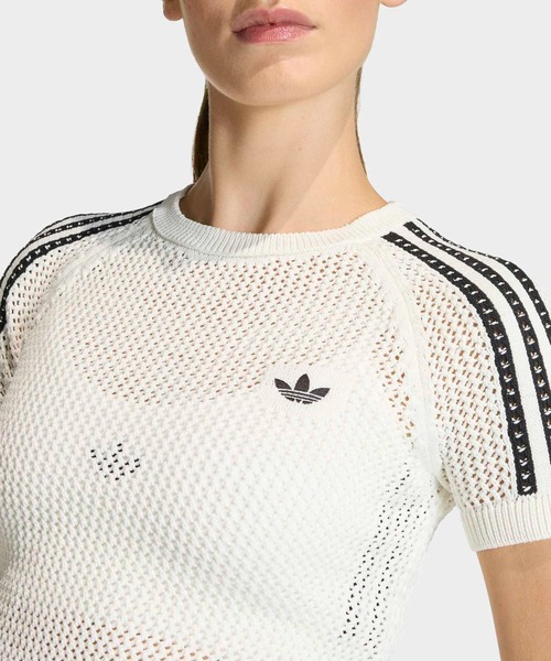 adidas（アディダス）の「ニット クロシェ カリ ティー / アディダスオリジナルス adidas Originals（Tシャツ/カットソー・レディース・ブラック/ホワイト・X-SMALL/X-LARGE/SMALL/MEDIUM/LARGE/XX-LARGE）」の7枚目の写真
