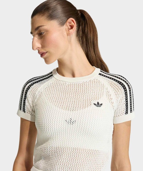 adidas（アディダス）の「ニット クロシェ カリ ティー / アディダスオリジナルス adidas Originals（Tシャツ/カットソー・レディース・ブラック/ホワイト・X-SMALL/X-LARGE/SMALL/MEDIUM/LARGE/XX-LARGE）」の8枚目の写真
