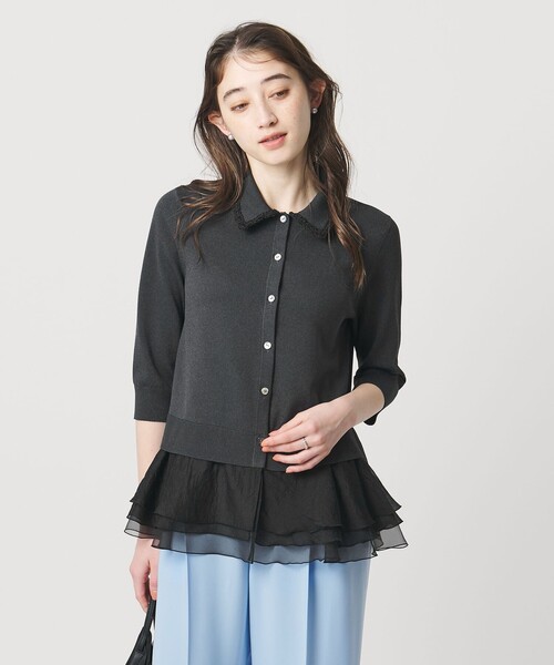 UNITED ARROWS（ユナイテッドアローズ）の「レディー ポロニット（カーディガン/ボレロ・レディース・ブラック/ネイビー/ダークグレー・FREE）」の3枚目の写真