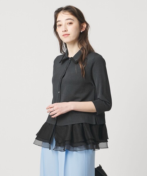 UNITED ARROWS（ユナイテッドアローズ）の「レディー ポロニット（カーディガン/ボレロ・レディース・ブラック/ネイビー/ダークグレー・FREE）」の4枚目の写真