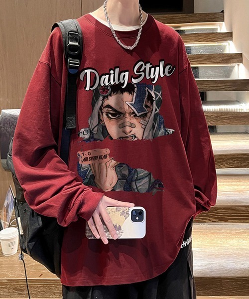 セール】Graphic Print Oversized Long Sleeve Tee グラフィック