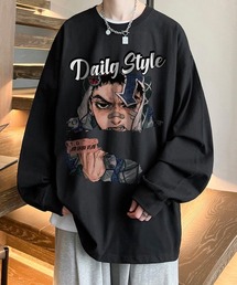Graphic Print Oversized Long Sleeve Tee グラフィックプリント オーバーサイズTシャツ(ロンT)