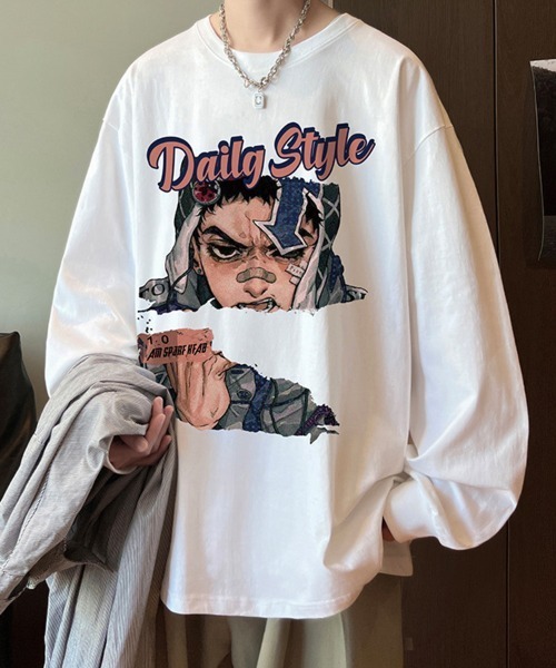 KELVIN（ケルヴァン）の「Graphic Print Oversized Long Sleeve Tee  グラフィックプリント オーバーサイズTシャツ(ロンT)（Tシャツ/カットソー・メンズ・ホワイト/バーガンディー/ブラック・MEDIUM/LARGE）」の7枚目の写真
