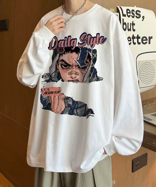 KELVIN（ケルヴァン）の「Graphic Print Oversized Long Sleeve Tee  グラフィックプリント オーバーサイズTシャツ(ロンT)（Tシャツ/カットソー・メンズ・ホワイト/バーガンディー/ブラック・MEDIUM/LARGE）」の10枚目の写真