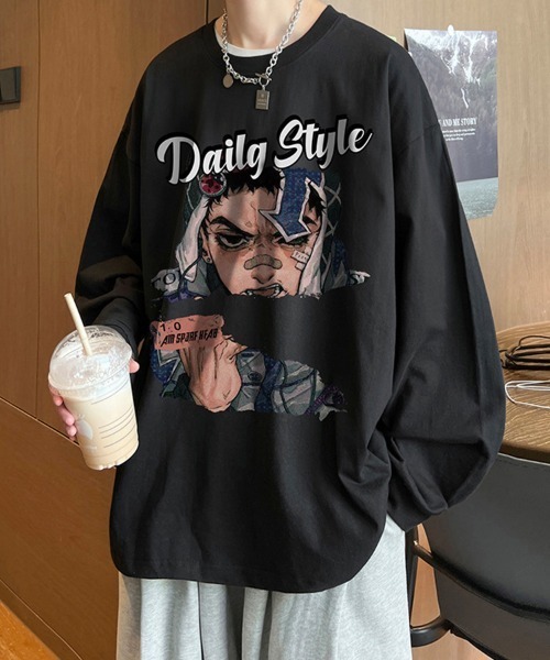 KELVIN（ケルヴァン）の「Graphic Print Oversized Long Sleeve Tee  グラフィックプリント オーバーサイズTシャツ(ロンT)（Tシャツ/カットソー・メンズ・ホワイト/バーガンディー/ブラック・MEDIUM/LARGE）」の11枚目の写真