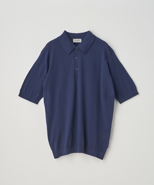 JOHN SMEDLEY(ジョンスメドレー)の「半袖コットンニットクラシックポロシャツ(ポロシャツ・メンズ・ネイビー系1・S/M/L)」の1枚目の写真