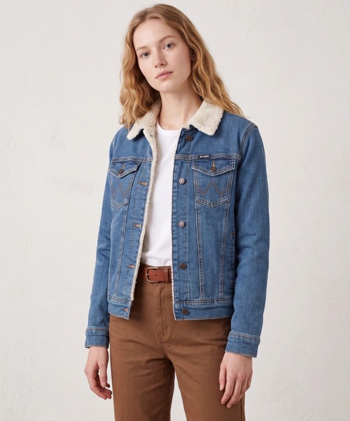 Wrangler(ラングラー)の「【T16】【Wrangler/ラングラー】WOMEN‘S CLASSIC DENIM SHERPA JACKET LWJ320(デニムジャケット・レディース・インディゴブルー・SMALL/LARGE/MEDIUM)」の4枚目の写真